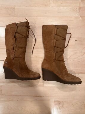 Ugg Women’s Suede Lace-Up Wedge Boots